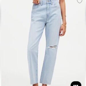 MADEWELL 90’s STRAIGHT CROP JEANS Distressed Sz 27  Lt Wash Great